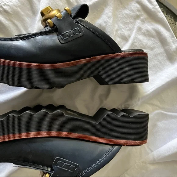 Coach Blue Loafers with Gold Buckle - Picture 2 of 3